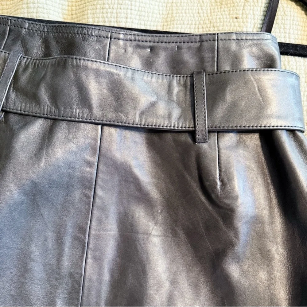 Sezane Leandra Skirt Smooth Black Lamb Leather Size 34 US 2
